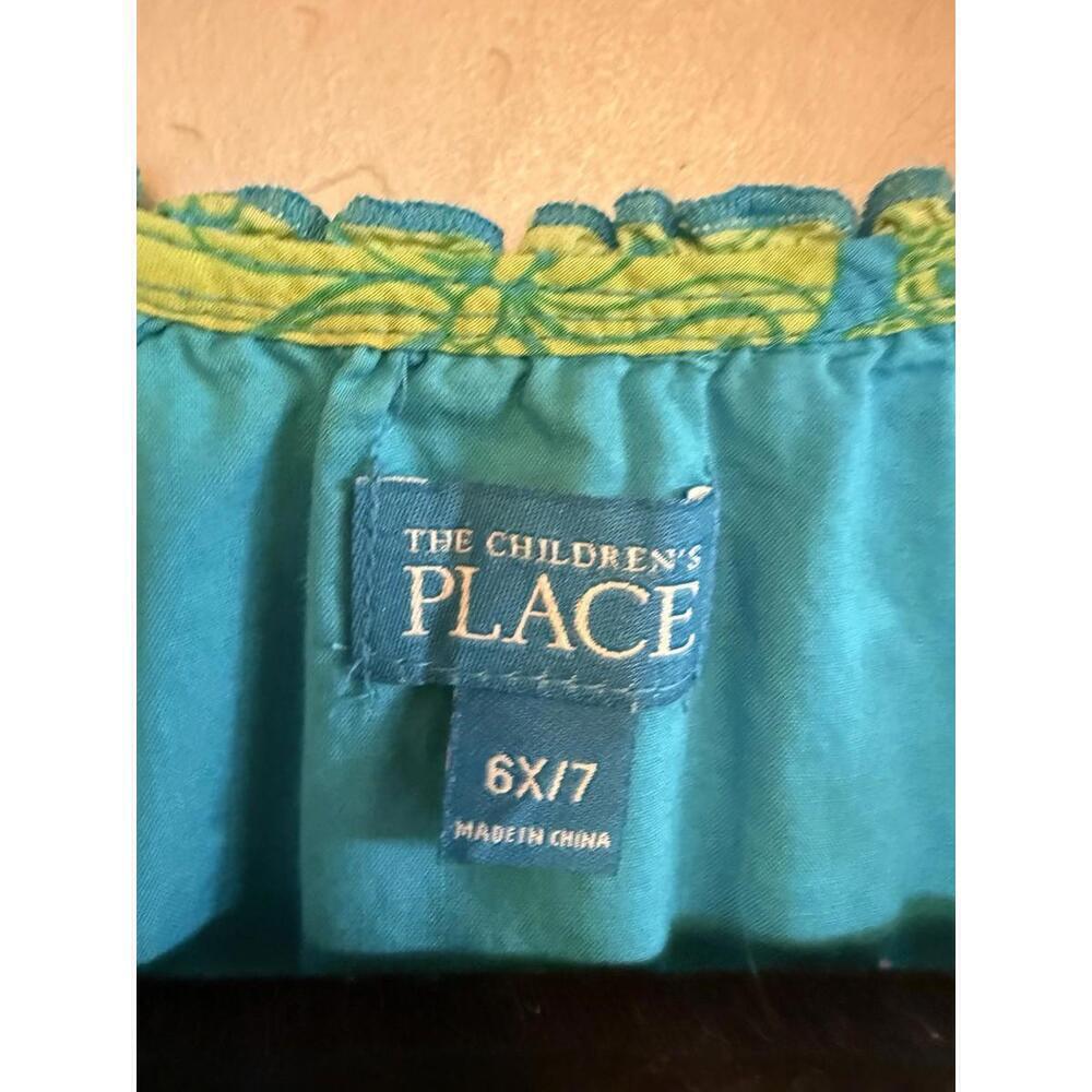 the children's place green & blue floral dress Sz. 6X/7 - Picture 4 of 4